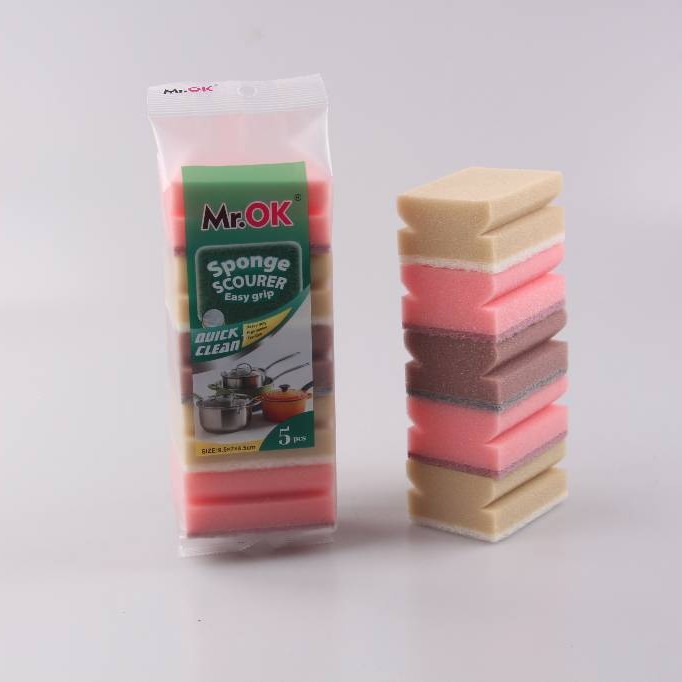 Mr.OK factory direct supply sponge scouring pads, double-sided cleaning sponges, kitchen cleaning sponges, dishwashing sponges, pot scrubbing sponges Specification image
