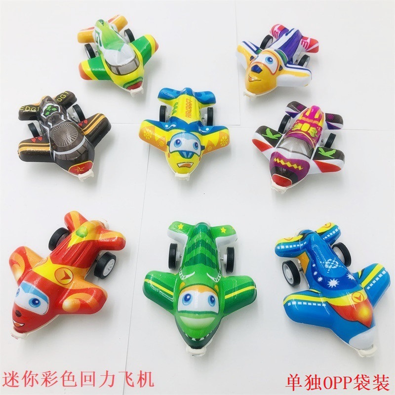 Small cartoon mini Rebound aircraft, children's simulation rebound fighter jet model, street stall toys are selling well for wholesale details Picture
