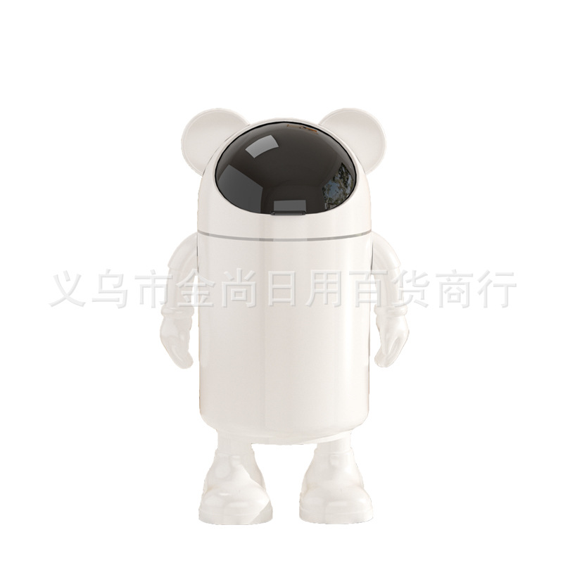 高颜值太空熊兔太空人垃圾桶家用客厅厨房卫生间轻奢翻盖垃圾桶详情图2