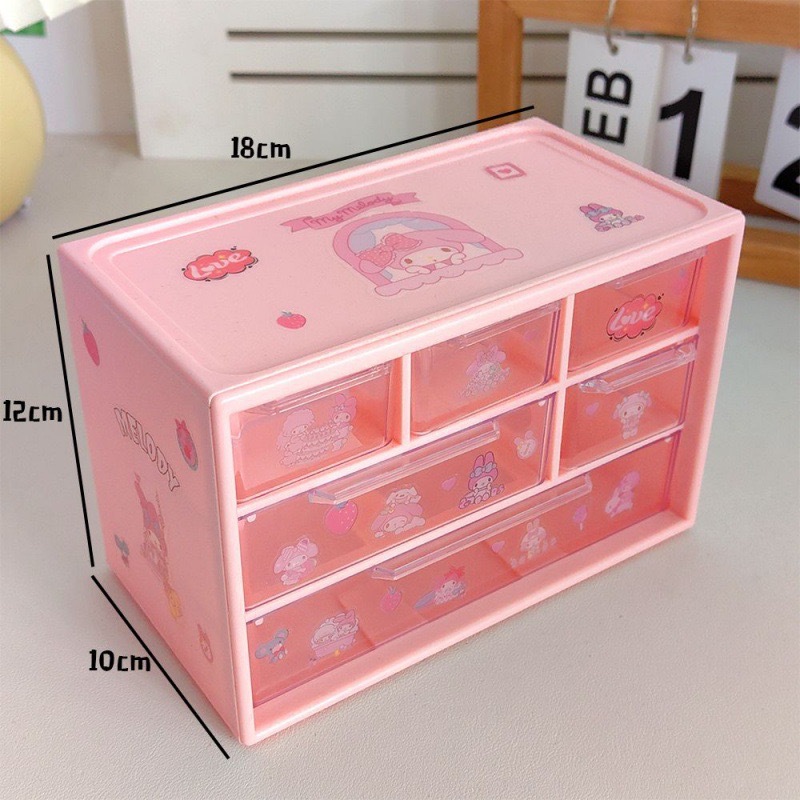 New type of storage box, table six-box jewelry storage box, student dormitory drawer-style living room compartmentalized small storage box details Picture