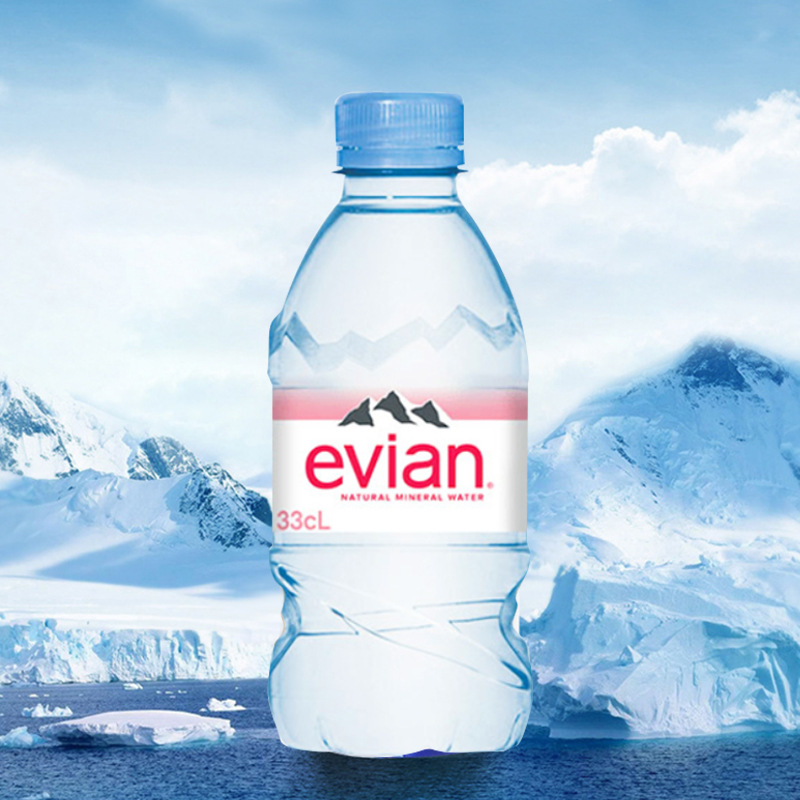 Evian French Natural Mineral water 330ml*24 bottles, complete case, original imported details Picture