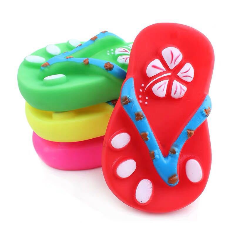 Factory-direct supply pvc slipper pet toys with dog patterns, creative and chewy slipper type, and sound-making toys details Picture