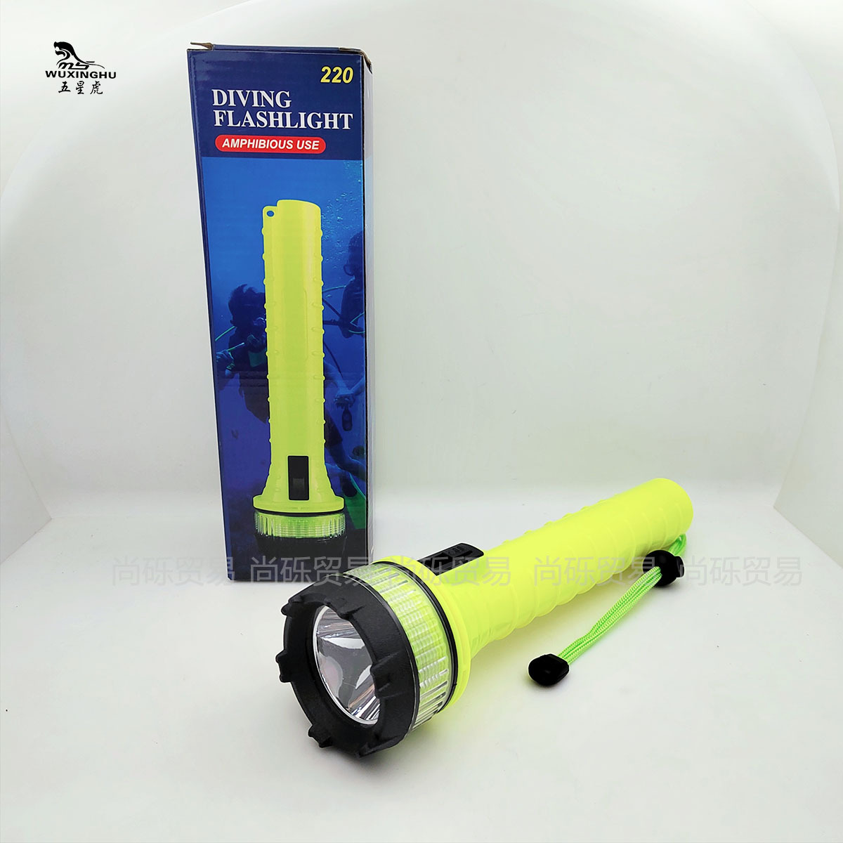 Waterproof fluorescent green battery-powered diving flashlight, long and short models, simple switch diving lighting flashlight Application Scenario