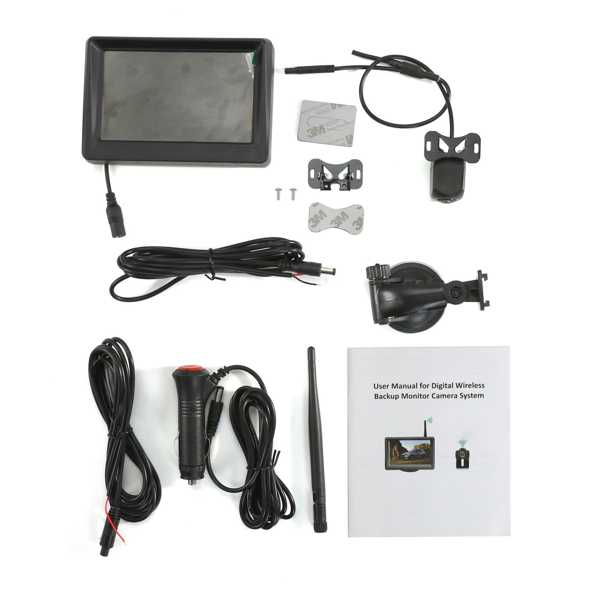 The 5-inch universal display screen for small cars is equipped with a built-in digital wireless high-definition 150° rearview reversing camera image system Item Picture