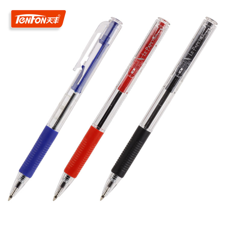 Factory supplies export ballpoint pen plastic press ballpoint pen 522 simple ballpoint pen jumping side ballpoint pen writing smooth Specification drawing