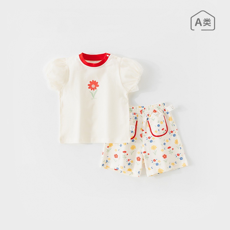 儿童套装夏季薄款宝宝衣服外出短袖短裤两件套女童T恤套小童衣服