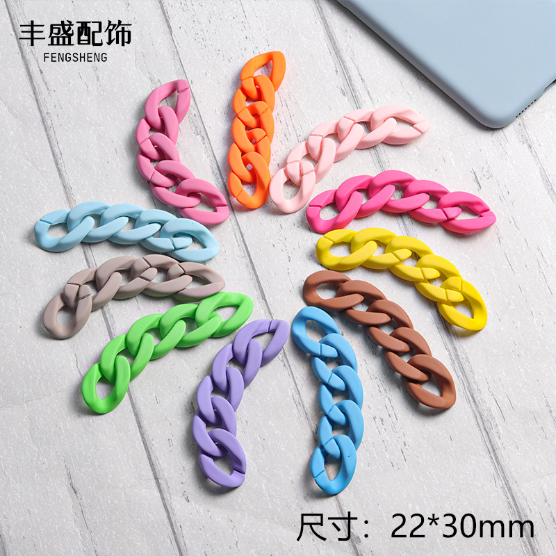 22*30mm acrylic hand feel paint plastic chain jewelry macaron clasp open ring DIY accessory Specification image