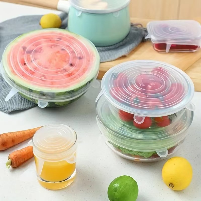 Silicone food preservation cover six-piece set, food-grade silicone cover, universal food preservation cover, round universal sealing bowl cover Application Scenario