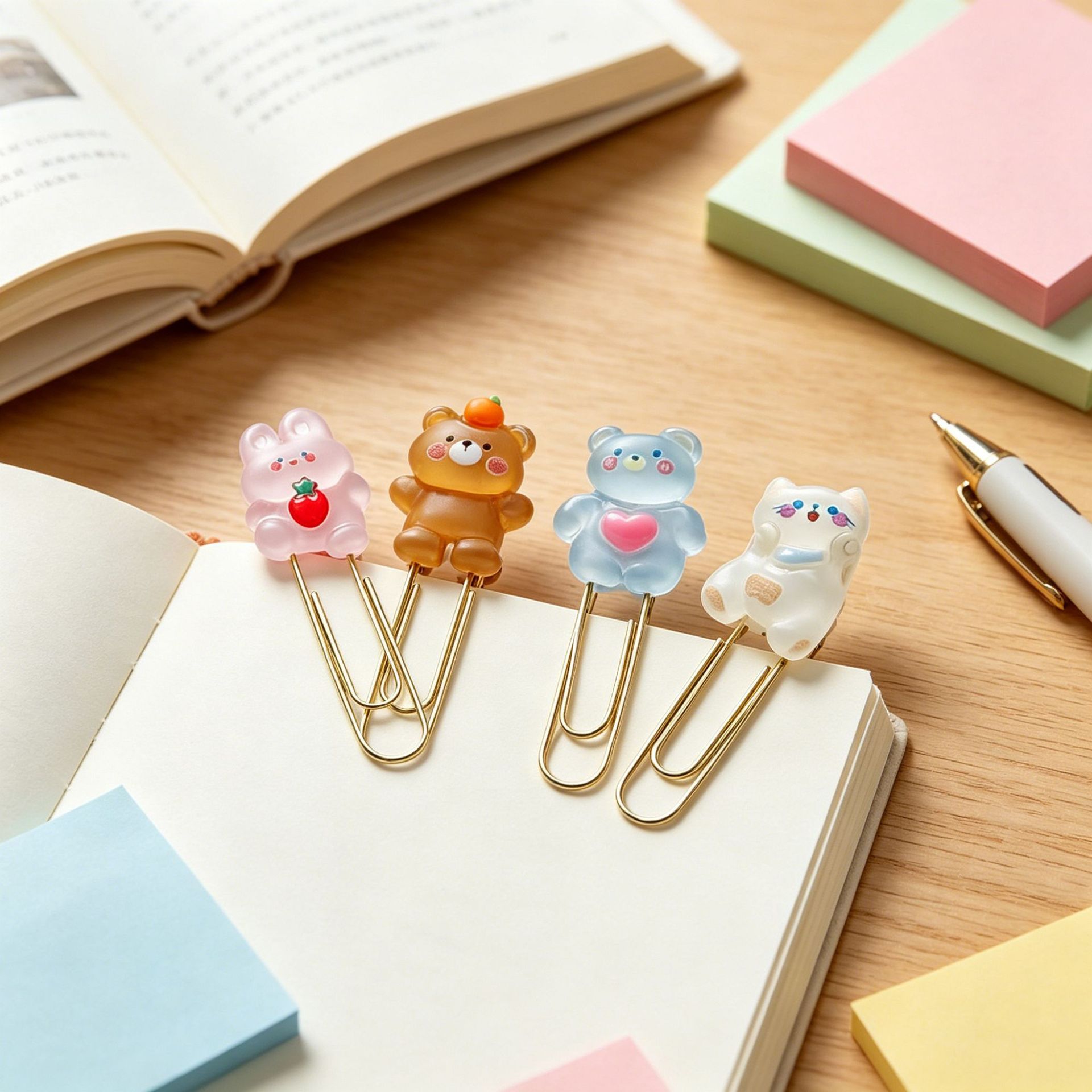 Creative cartoon soft and cute animals, bear paper clips, student office stationery, bookmarks, cross-border exclusive supply, paper clip wholesale details Picture