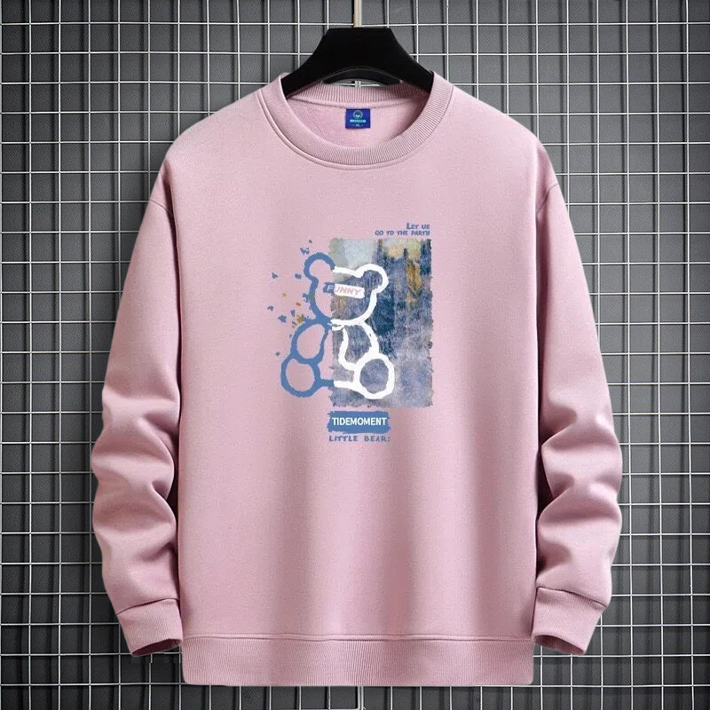 320g spring and autumn round-neck hoodie for men, trendy and fashionable, loose, casual and sporty T-shirt base layer for men Application Scenario
