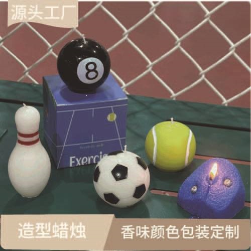运动系列足球网球黑 8 台球保龄球造型仿真香薰蜡烛香氛摆件