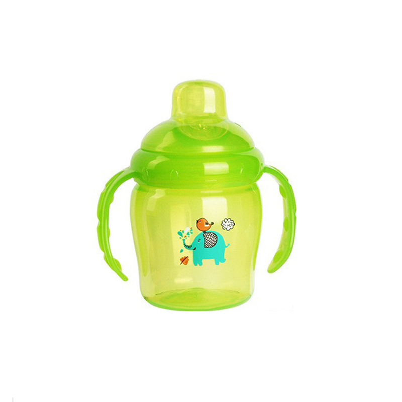 超宽口pp学饮杯宝宝鸭嘴杯水杯大容量防摔防漏直饮杯防呛彩盒装白底实物图
