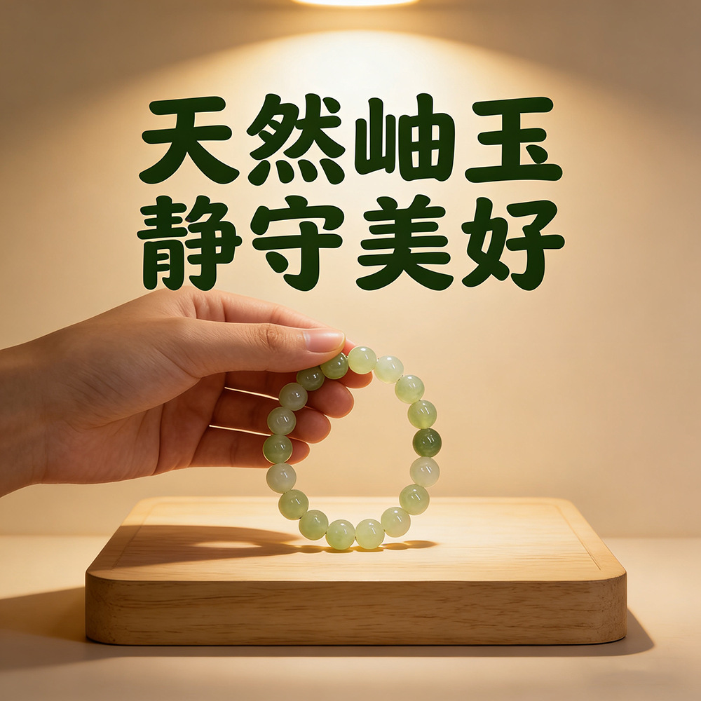 A 10mm natural Xiuyan jade bracelet from the manufacturer, a simple and luxurious round bead bracelet, as a gift for your girlfriend and best friend Specification image