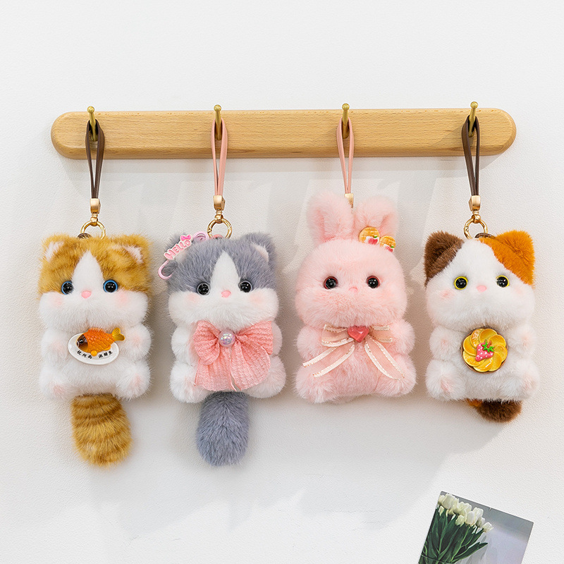 Cute scented pendant, cartoon plush toy pendant, little cat penguin keychain bag hanging, children's learning companion