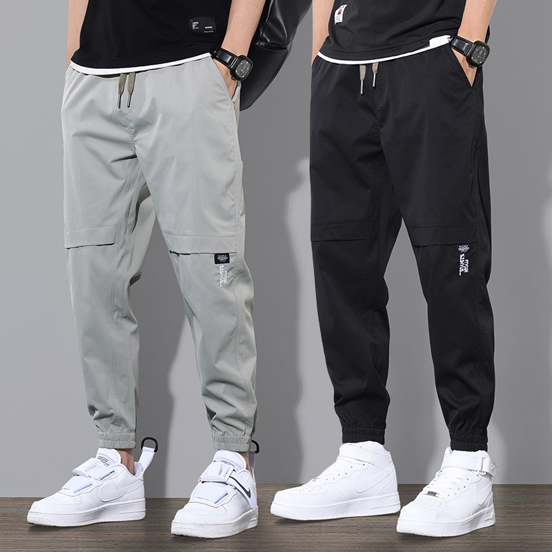 Summer 2021 workwear casual long pants, men's loose sport pants, trendy thin spring 9-inch tapered pants
