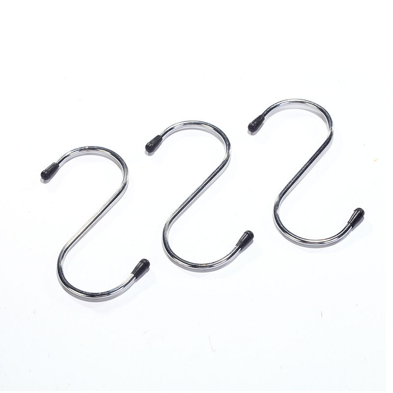 Stainless steel S-hook, S-shaped hook, iron hook, S-hook, kitchen door rear hook, seamless hook, multi-functional S-hook, 4-piece set Item Picture
