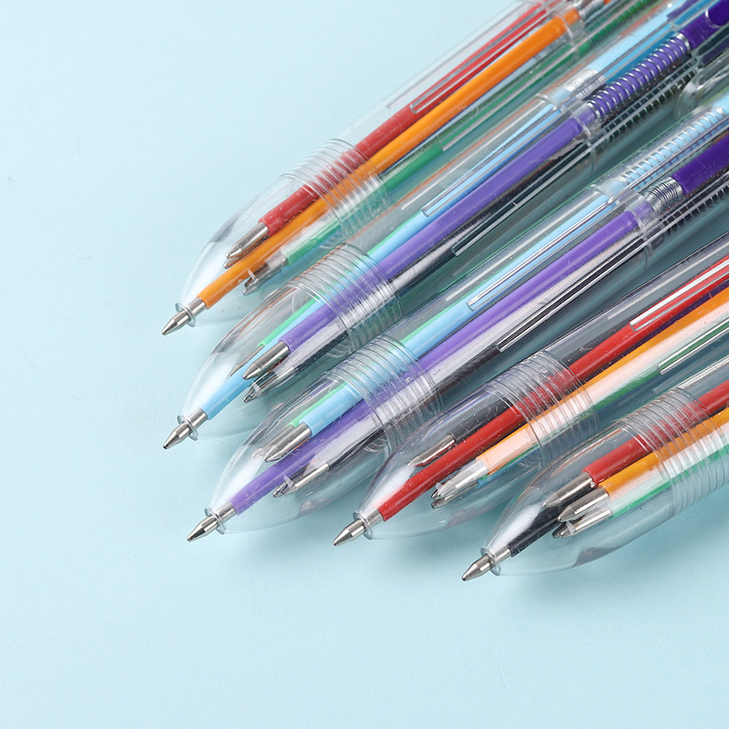 Six-color ballpoint pen, six-color in-stock advertising pen, plastic press pen Item Picture