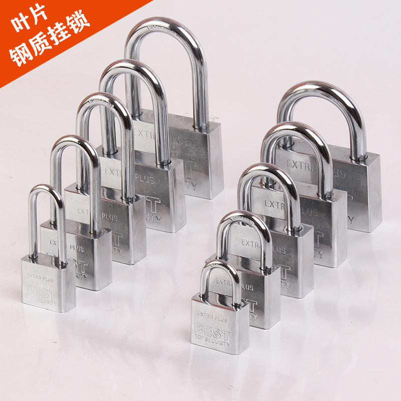 Free shipping door padlock, anti-theft lock, super B-grade small padlock, stainless steel imitation padlock, waterproof and rust-proof, through opening lock head details Picture