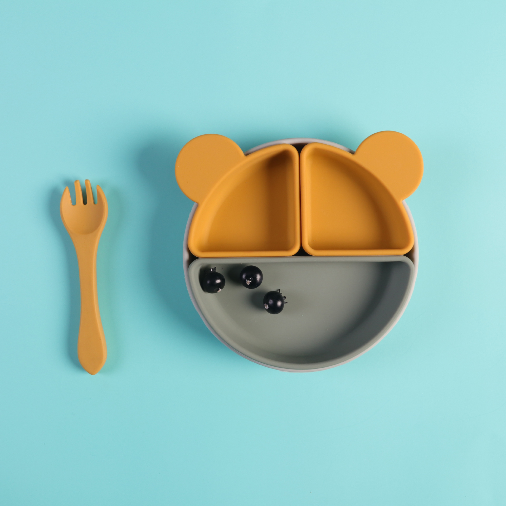 动物形状硅胶餐盘 幼儿儿童喂养餐具 不怕摔餐盘 宝宝餐具详情图1