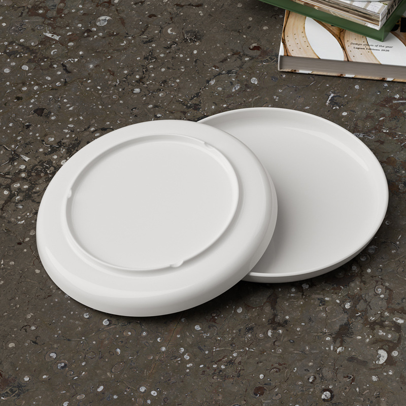 Thick white jade porcelain melamine tableware plates, commercial round plates, large flat plates, hotel and restaurant cold dish plates, round plates wholesale Specification image
