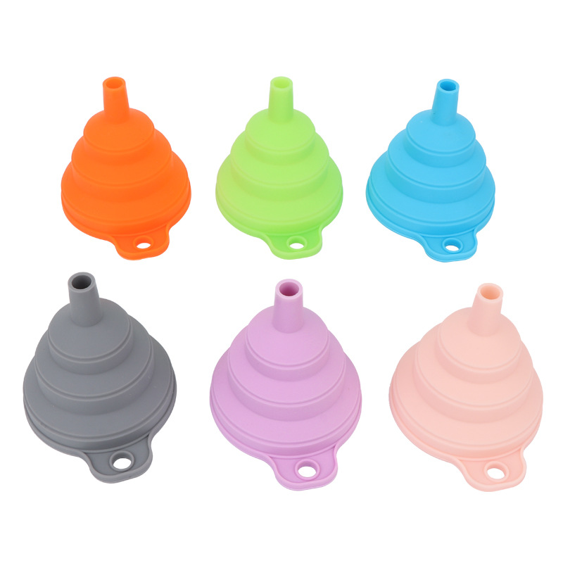 Food-grade silicone foldable funnel, mini portable kitchen oil drain, expandable and heat-resistant details Picture