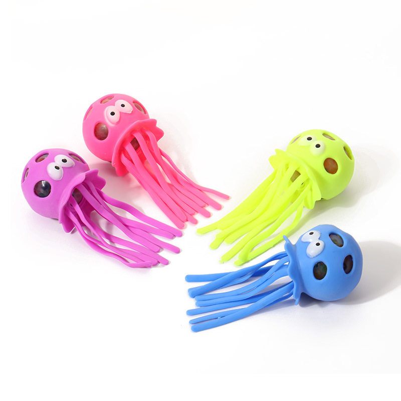 Cross-border tpr Jellyfish Pinch Release Toy, TPR Jellyfish Bead Hole Ball Stress Relief Octopus Stress Relief Toy Specification image