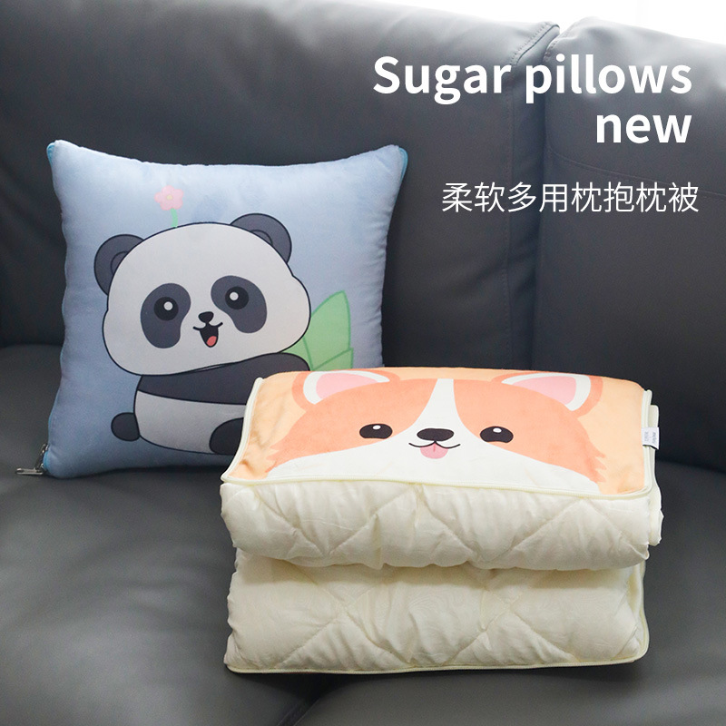 Cartoon pillow, office pillow, quilt, two-in-one, two-in-one cushion, logo printed, multi-functional car sofa