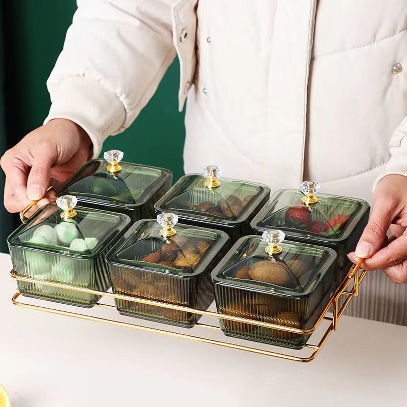 Light luxury snack plates, compartments and platters, home fruit plates, living room, bar, KTV, candy and snack plating, nuts and dried fruits Application Scenario