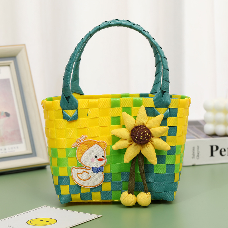 Colorido niños portátil cesta de cocina bolsas de mujeres bolsas literarias y artesanales bolsas bolsas flores lindo verano playa playa Application Scenario