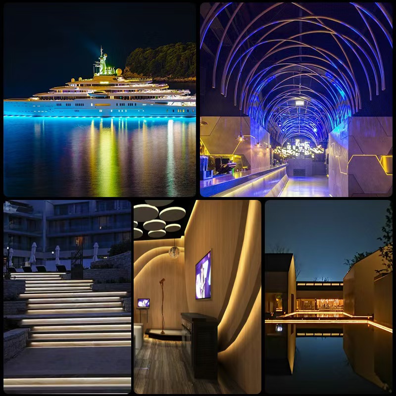 The new solar light strip is an ultra-bright outdoor waterproof and sun-proof ambient light for villas, courtyards, gardens, balconies and other projects Application Scenario