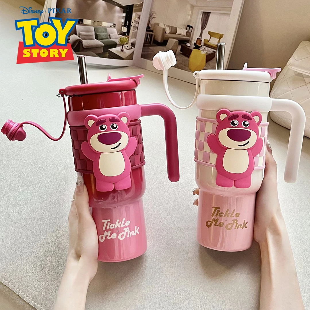 Strawberry Bear Water Cup, new large-capacity insulated cup 316, high appearance level straw cup, cute ice cup for girls