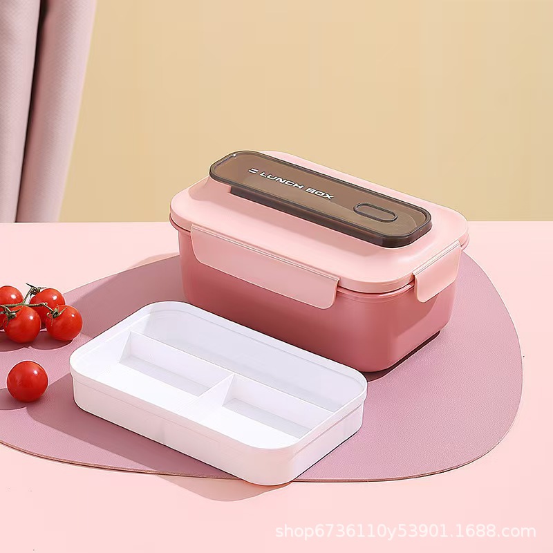 Plastic student lunch box with water cup, tableware, bento box, fruit salad, office worker lunch box that can be heated Specification image