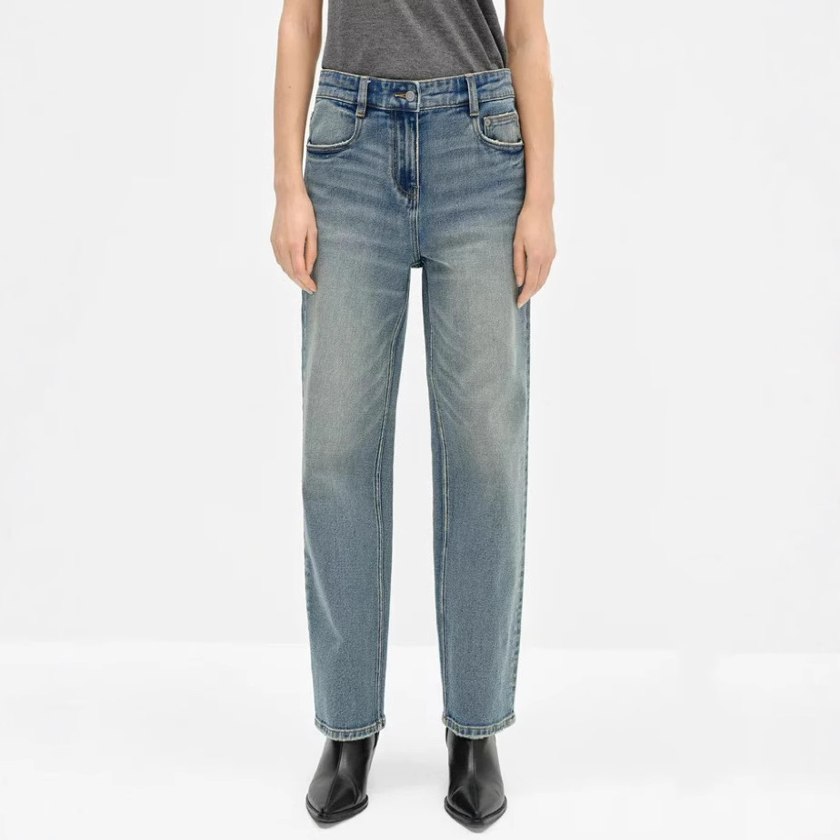 【现货】MO四季款 时髦筷子腿微弹棉质直筒九分法棍牛仔裤
