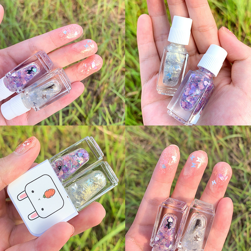 2025 Water-based Glossy Matte Peel-off Twin Star Nail Polish Two-Bottle Set Twin Nail Oil Combination Specification image