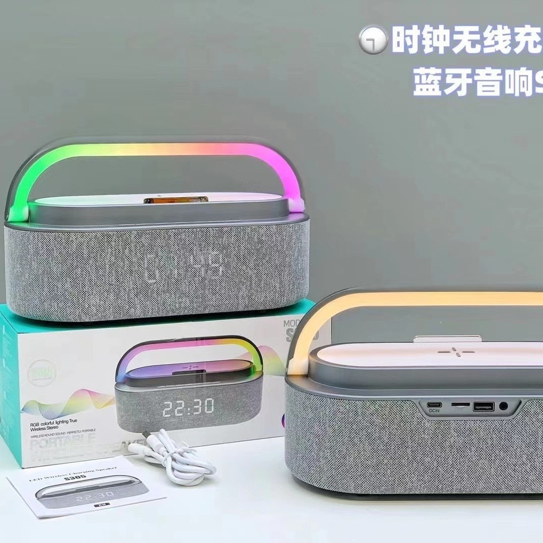 A915 Wireless Bluetooth multi-functional outdoor portable speaker with color light and timer alarm clock details Picture