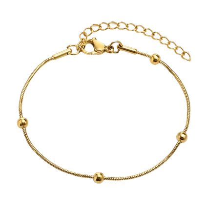 Cross-border best-selling summer beach vacation necklace, chain bracelet, stainless steel round bead chain, women's bracelet accessory Item Picture