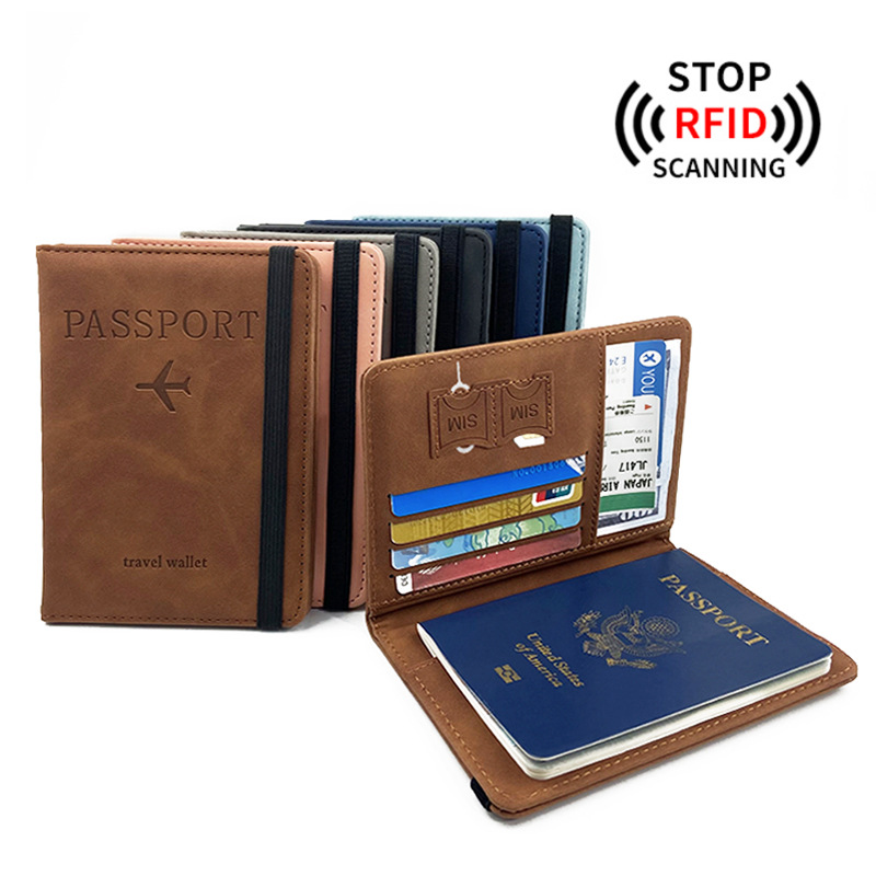 Cross-border best-selling in-stock RFID passport case, pu leather, multi-functional SIM card holder, ID card case, leather case, passport holder details Picture