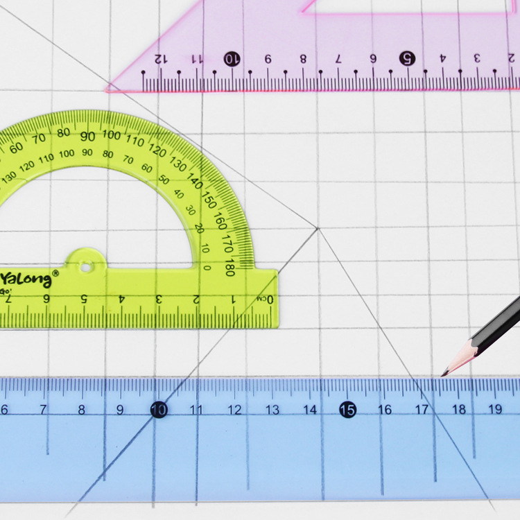The Yalong Cross-border plastic 30 cm straightedge set is used as an Angle measuring tool Specification image