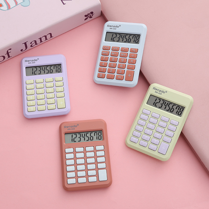KK-333 solid-color cute calculator, fresh and clean 8-digit computer, portable business compact calculator details Picture