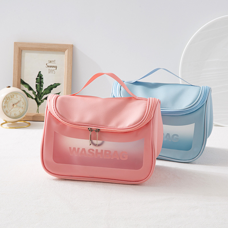 INS 'new PVC waterproof toiletry bag, Korean travel large-capacity makeup bag, portable and cute hand-held storage bag Specification image