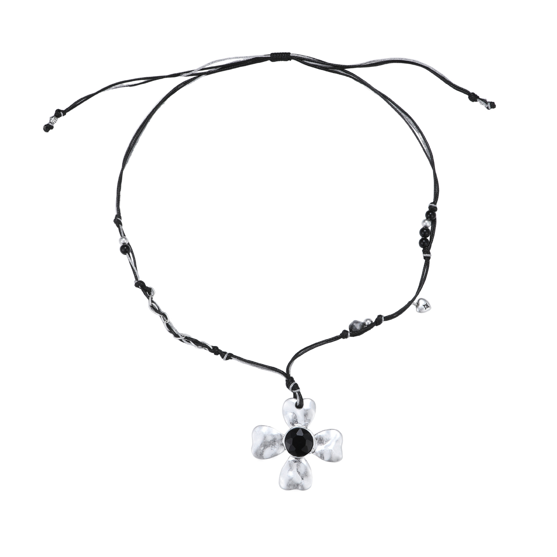 Four-leaf flower long pull-out necklace for women 2026, original design, light luxury, niche and high-end collarbone chain Item Picture