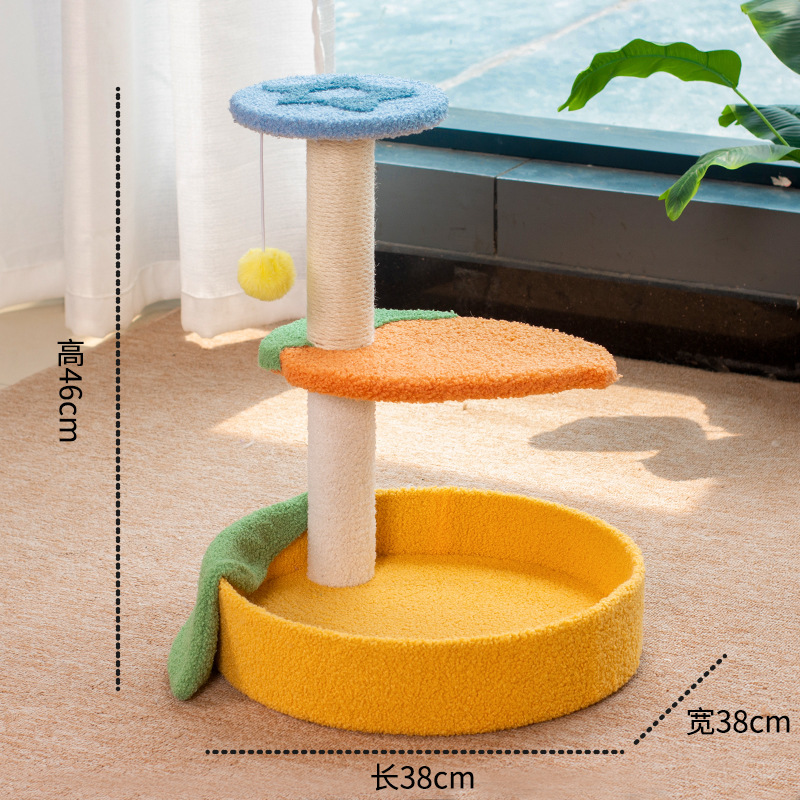 Three-layer fruit cat climbing frame, claw grinding cat bed, cat tree integrated, kitten toy, small, non-occupying cat scratching post Application Scenario