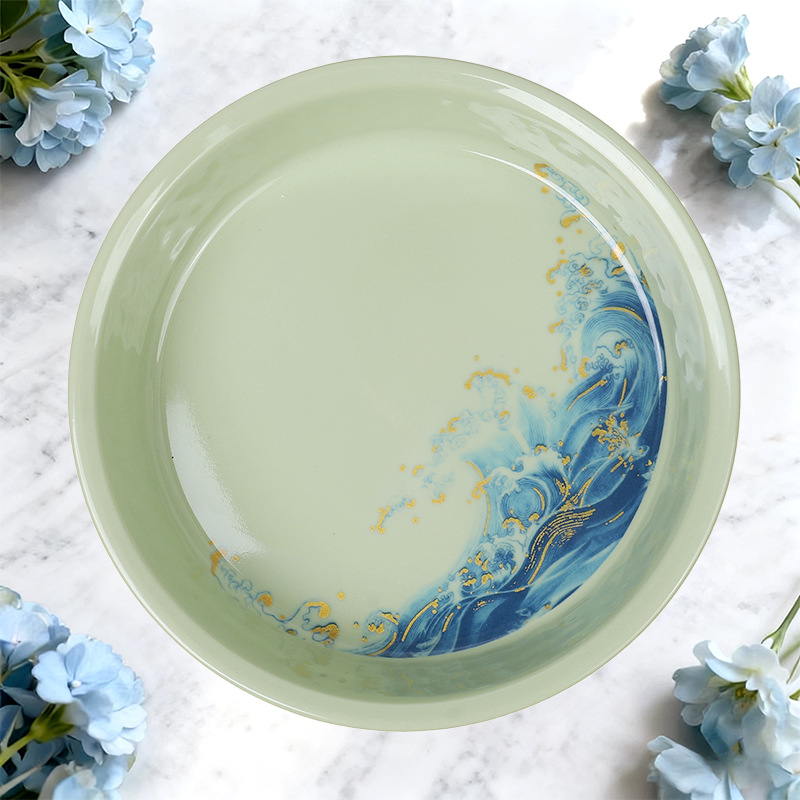 Foreign trade commercial ceramic imitation steak plates, durable vegetable plates, Western plates, seafood plates, pasta plates, tableware can be printed with logo OEM details Picture