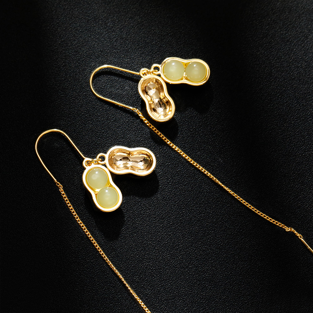 Hyacinth good fumi y jade colgante pendientes shake yin boom estilo orejeras moda femenina luz lujo alto sentido línea de la oreja Specification image
