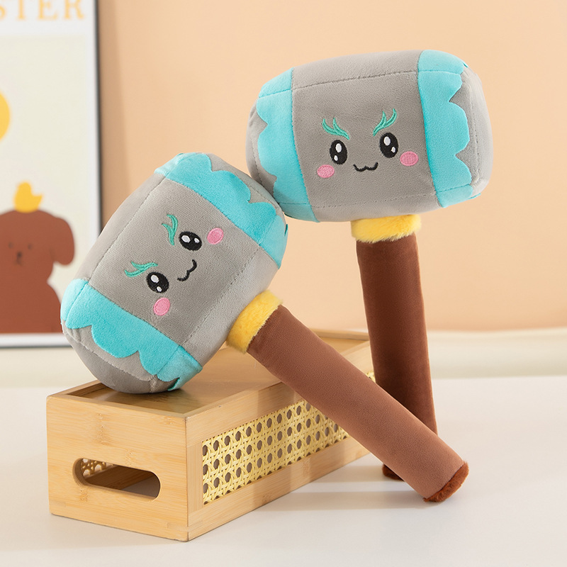Creative ice-breaking hammer plush toy, realistic hammer, funny expression, sand sculpture 3D playful doll, as a gift for your best friend details Picture