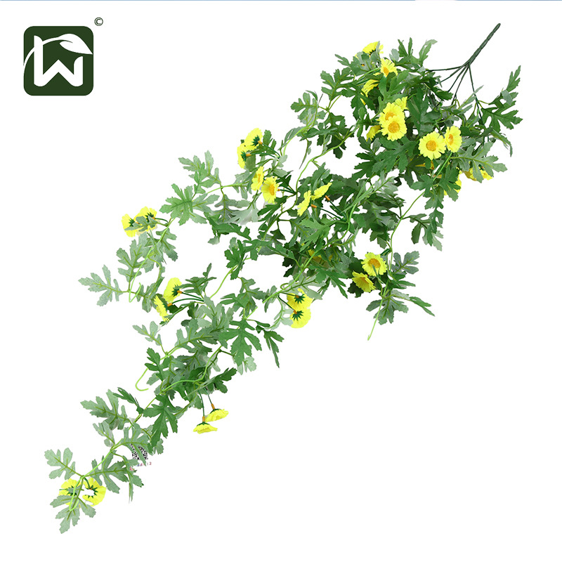 Artificial plants, flower vines, flower hanging, flower vines, wall hanging, ceiling decoration, small daisies, horticultural atmosphere, artificial green plants Application Scenario
