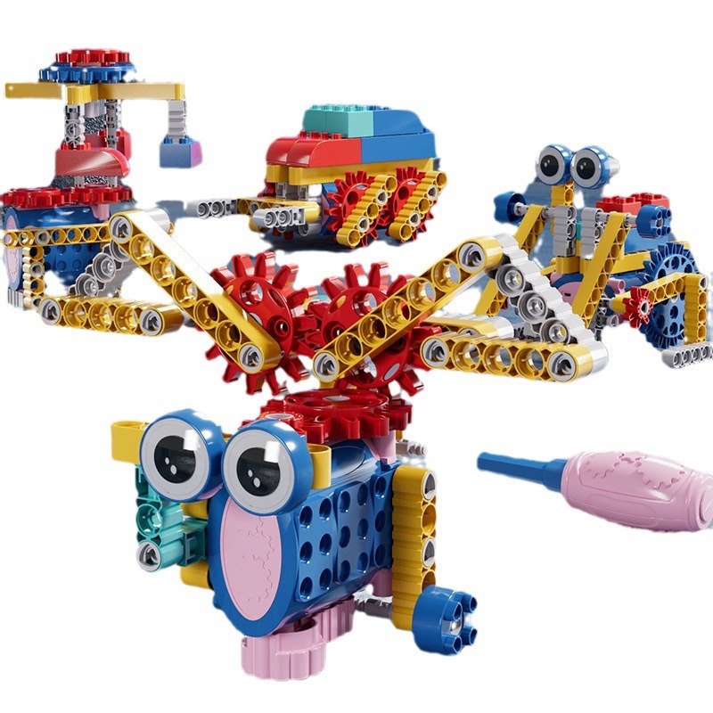 Electric particle building blocks, large-particle educational building block toys, handcrafted primary school and children's toys, robot mechanism training Item Picture