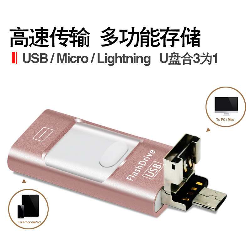 Factory wholesale of 64g multi-functional USB flash drives for mobile phones and computers, creative metal USB flash drives, high-speed gift USB flash drives 128 Application Scenario