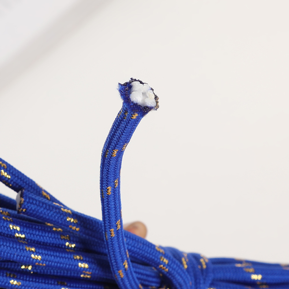 In-stock miu series gold and silver wire woven rope, personalized 5mm core polyester DIY shoelace backpack hanging accessory rope Specification image