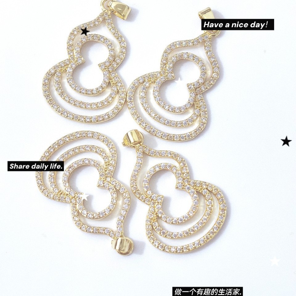 In 2025, the new heavy industry full-diamond gourd earrings and pendants are high-end and light luxury earrings with an exquisite 18k gold texture details Picture